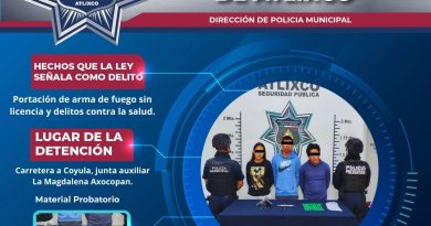 Policía de Atlixco asegura armas y presunta droga en recorrido preventivo